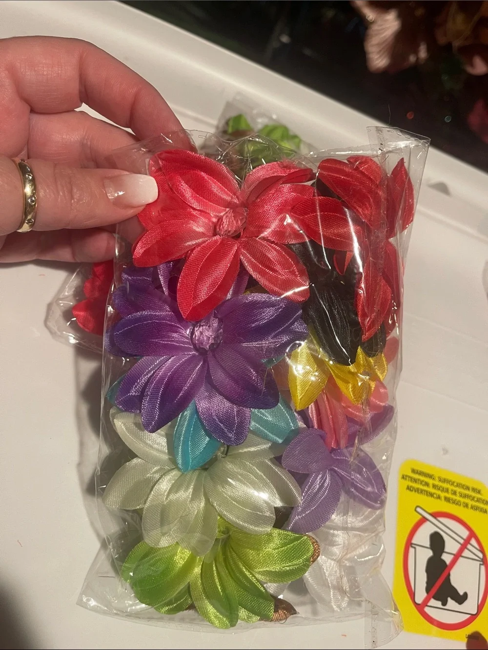 Colorful Flower craft heads lily with rhinestone Centers five dozen.